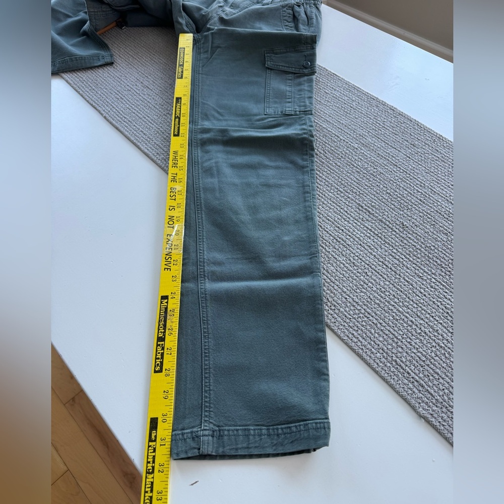 American Eagle Outfitters Stretch Cargo Straight Pants in Teal Blue Size 4 Long - Picture 8 of 11